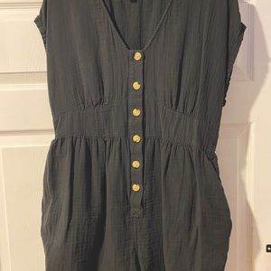 Navy Blue Button Up Romper